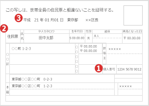 住民票の写し（マイナンバー付き）
