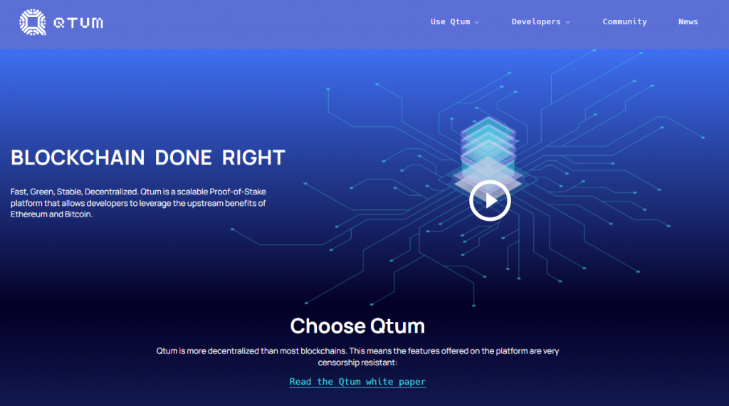 クアンタム(QTUM)公式サイトのトップ画像