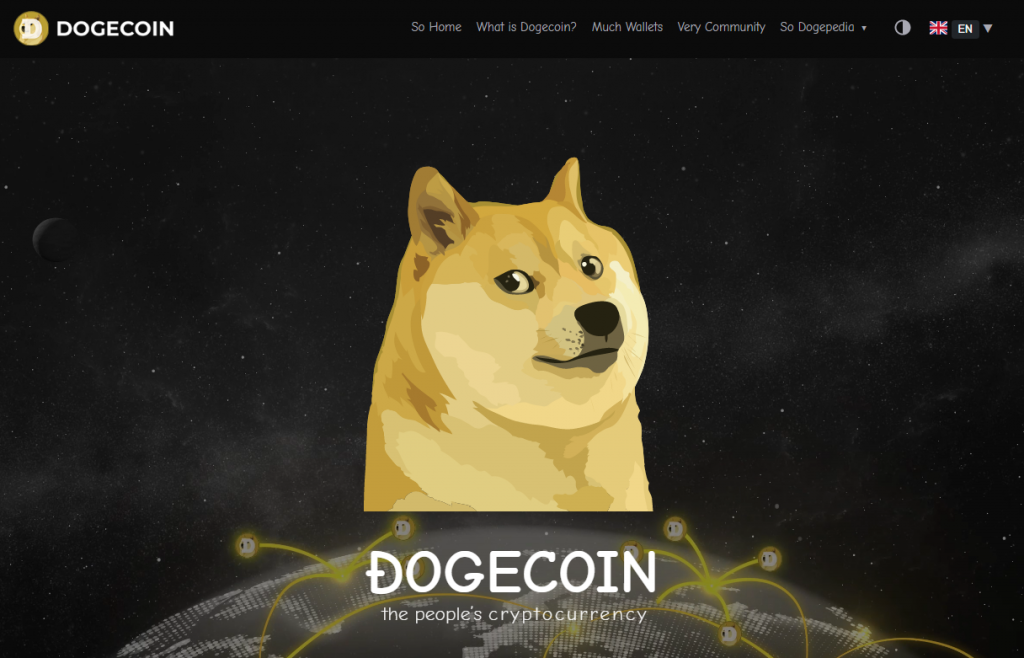 ドージコイン(DOGE)公式サイトのトップ画像